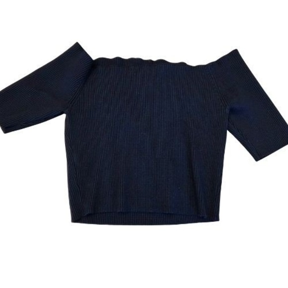 Express M Black Off The Shoulder Ribbed Cut Out Crop Top Pullover Chic Bold - Picture 1 of 11